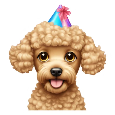 Blonde toypoodle with birthdayhat sticker