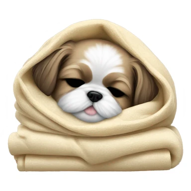 Realistic Shi - tzu puppy sleeping with a blanket sticker