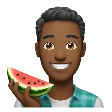 A man happily eating a watermelon  sticker