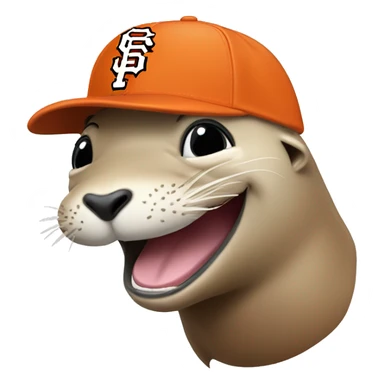 laughing sea lion with a san francisco giants baseball cap  sticker