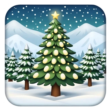 Christmas tree with white lights in nature and snow on top sticker