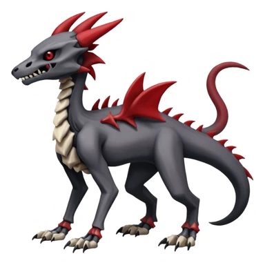 Skeletal Cubone-Salandit-Marowak-Zoroark-Anubis-Wendigo-Fakémon-hybrid-creature (full body), 4 legs sticker