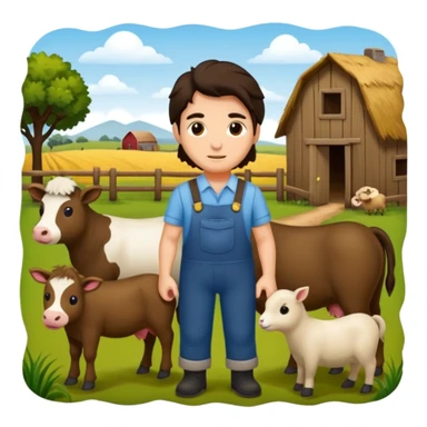 GRANJERO PIEL CLARA Y PELO OSCURO CON ANIMALES sticker