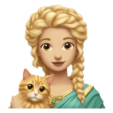 Goddess Hera with blond hair holding a ginger Siberian cat sticker