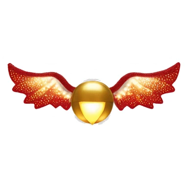 Golden snitch from Harry Potter movie with red and white scarf around it and with some mini Christmas lights  sticker