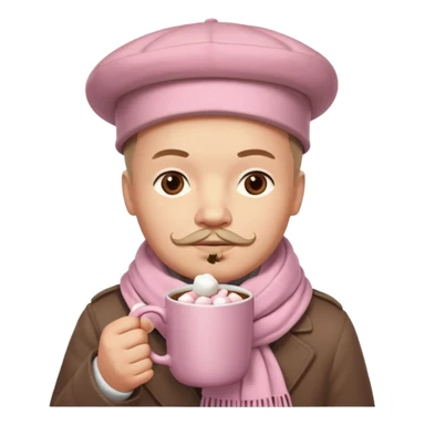 Lenin hold  Light Pink mug of hot chocolate with marshmallows in moscow sticker