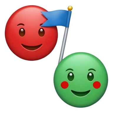 Emoji de bandera, mitad, azul y mitad inferior verde con un círculo rojo en el centro de la bandera en forma de rueda sticker