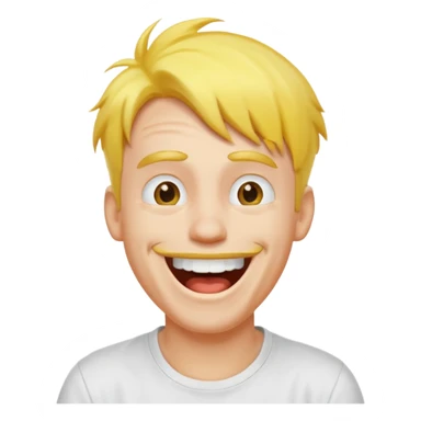 Goofy man with yellow air and white tshirt laughing sticker