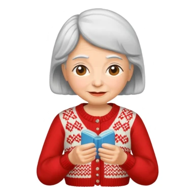 knitting grandma red sweater sticker