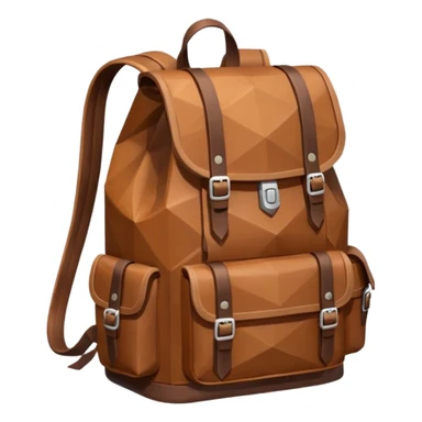backpack brown emoji low poly  sticker