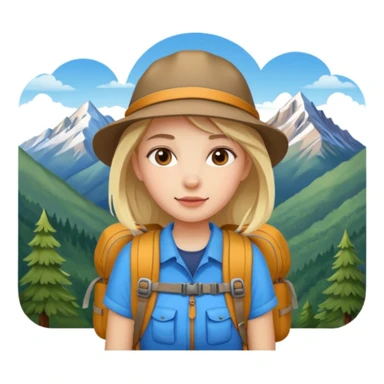girl backpacking, travelling mountains background sticker
