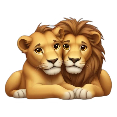 Two male lion cudding sticker