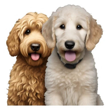 Goldendoodle sitting next to a black Goldendoodle puppy sticker