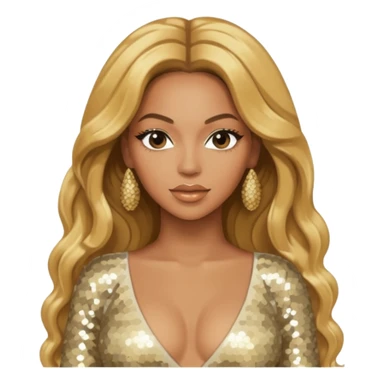 Beyonce Silhouette with long golden blonde hair, ivory sequin outfit  sticker