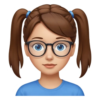 brown haired Ponytail Girl with Glasses sticker
