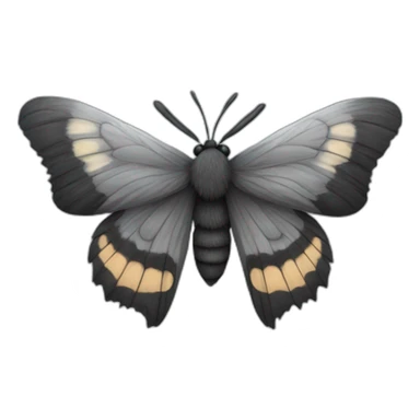Black and grey fluffy moth sticker