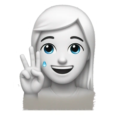 happy tears with peace fingers sticker