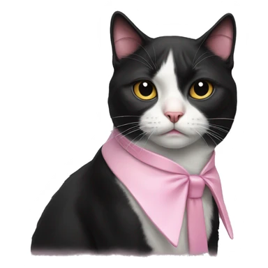 tuxedo cat looking sad and crying girl cat pink collar sticker