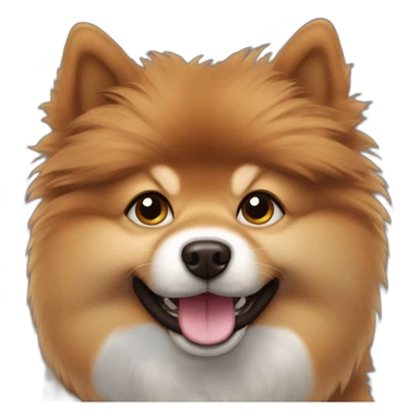 Spitz dog happy face only dark brown color hairy sticker
