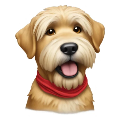 President Donald trump with a wheaten terrier wearing a red bandana sticker