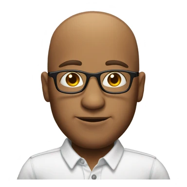 bald men with a shirt and little glasses sticker