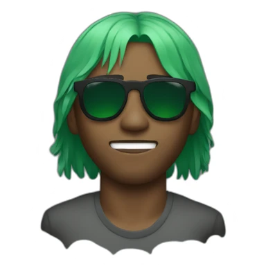 Frank ocean with green hair and left hand covering his eyes sticker