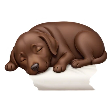 Meme-Worthy Cute Sleeping Chocolate Labrador Portrait Emoji, Head resting peacefully with a contented smile, showcasing a delightfully robust build and a luxuriously soft chocolate Fur, eyes shut in a serene nap, Simplified yet hilariously adorable features, highly detailed, glowing with a soft, drowsy light, high shine, relaxed and utterly lovable, stylized with an air of playful laziness, bright and heartwarming, soft glowing outline, capturing the essence of a comically sleepy companion, so meme-worthy it feels like it could instantly become the next viral sensation of adorable slumber! sticker