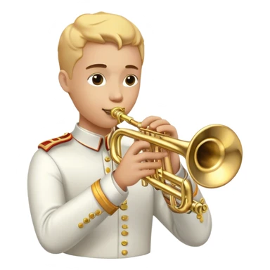 Cinematic Realistic Trumpet, polished brass with warm golden reflections, intricate valve details subtly highlighted, soft hands pressing the keys, glowing with bold and triumphant musical energy. sticker