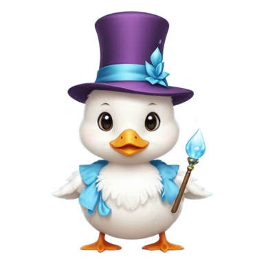 white baby duck with magician hat
 sticker