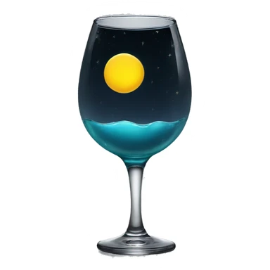 glass cresent yellow moon with water filling half way of the moon sticker