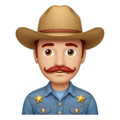 red thick mustache man with a cowboy hat sticker