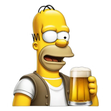 happy homer simpson with a beer sticker