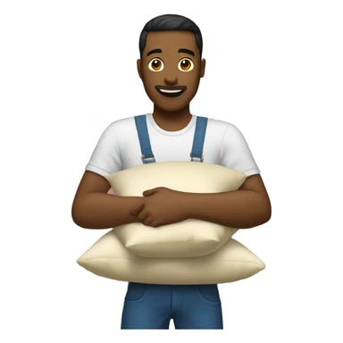 storekeeper holding pillows sticker