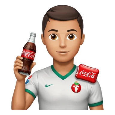 Cristiano Ronaldo holding a Coca-Cola in his right hand and a candy in his left sticker