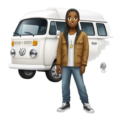 Hip white teenager with a Volkswagen camper van sticker