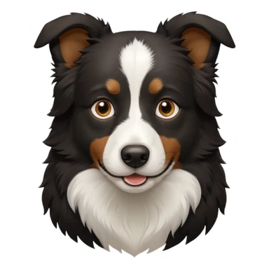 border collie predominantly black fur with brown on the eyebrows and neck sticker