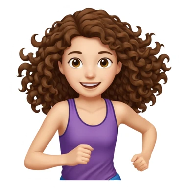 long curly brown hair girl running sticker