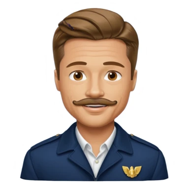brad pitt with stache, wear navy jacket sticker