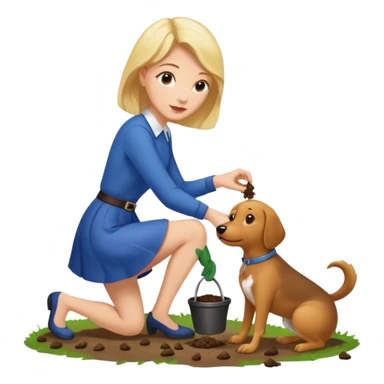 lady picking up dog poop  sticker