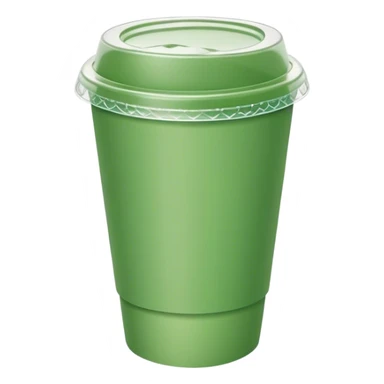 green paper short cup with transparent plastic lid on top sticker