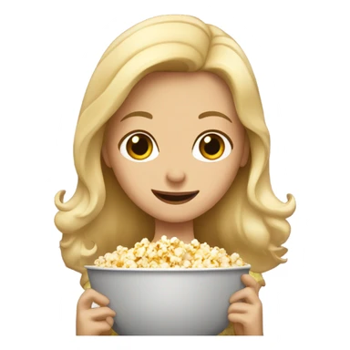Blonde girl eating popcorn sticker