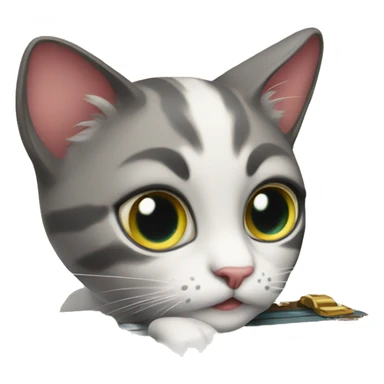 female cat with a brief case sticker