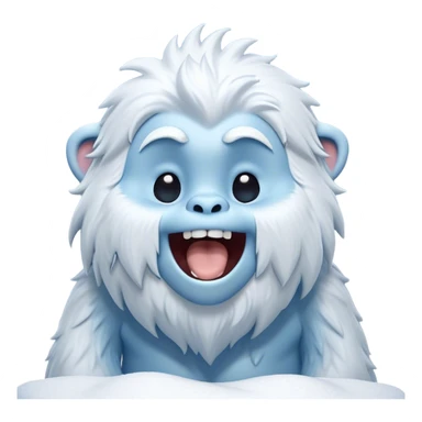 Cinematic Cute Yawning Yeti Portrait Emoji, with a charming, fluffy, snow-dusted figure in gentle whites and cool blues, head tilting back in a wide, endearing yawn with softly closed, peaceful eyes and a content little smile, simplified yet irresistibly adorable, highly detailed with a soft, frosty glow and outline capturing the serene slumber of a yeti! sticker
