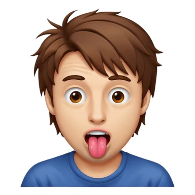 man making crazy face, tongue out, messy hair sticker