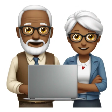 white and nerd Grandparents in Day St Valentines with laptops sticker