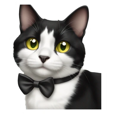 Cute black and white harlequin tuxedo cat with yellow green eyes sticker