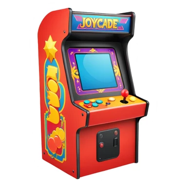 A colorful classic arcade cabinet with joystick and buttons sticker