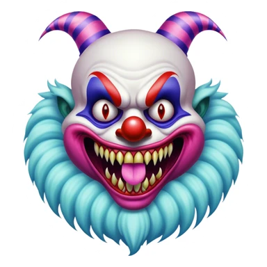 A colorful yet terrifying hybrid of a clown and a beast, with razor-sharp teeth and toxic cotton candy fur, venomous carnival beast sticker