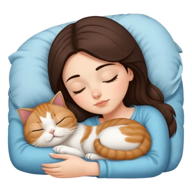 brunette girl sleeping with a persian cat sticker
