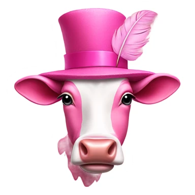 Pink cow in a feather hat sticker